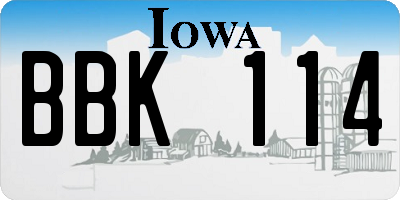 IA license plate BBK114