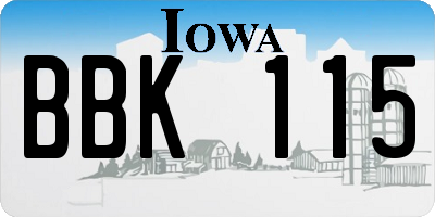 IA license plate BBK115