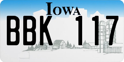 IA license plate BBK117