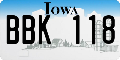 IA license plate BBK118
