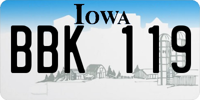 IA license plate BBK119
