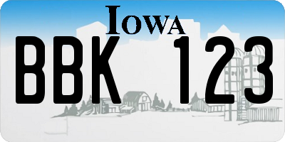 IA license plate BBK123