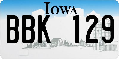 IA license plate BBK129
