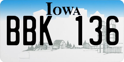 IA license plate BBK136