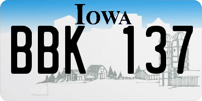 IA license plate BBK137