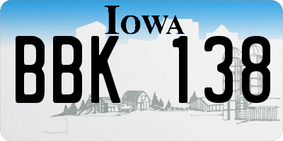 IA license plate BBK138