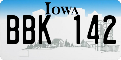 IA license plate BBK142