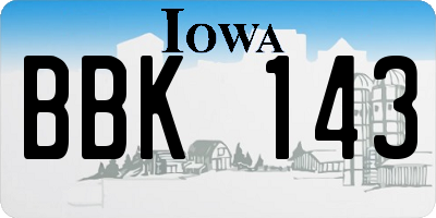IA license plate BBK143