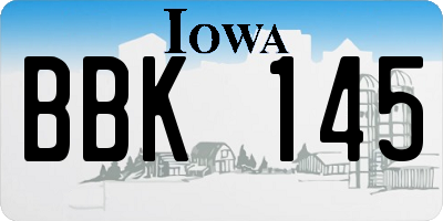 IA license plate BBK145