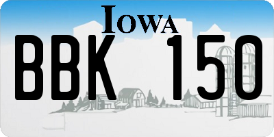 IA license plate BBK150