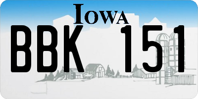 IA license plate BBK151