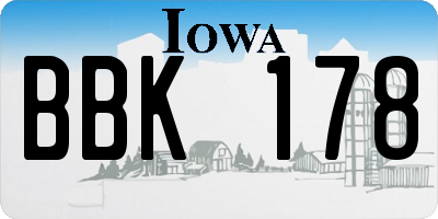 IA license plate BBK178