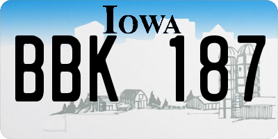 IA license plate BBK187