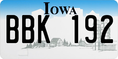 IA license plate BBK192