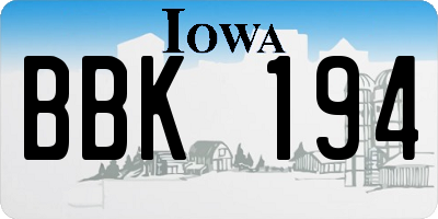 IA license plate BBK194
