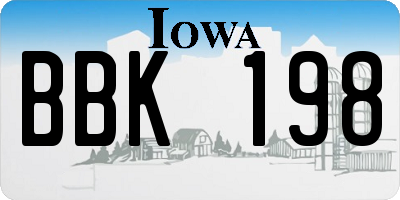 IA license plate BBK198