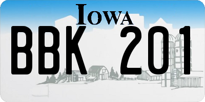 IA license plate BBK201
