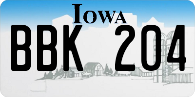 IA license plate BBK204