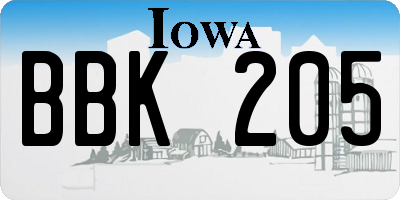 IA license plate BBK205