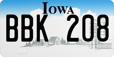 IA license plate BBK208