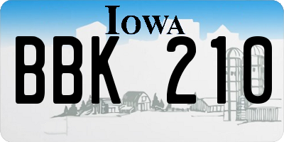 IA license plate BBK210