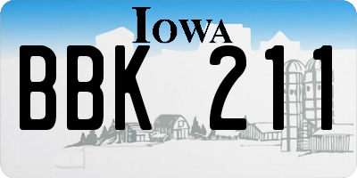 IA license plate BBK211