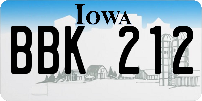 IA license plate BBK212