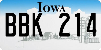 IA license plate BBK214