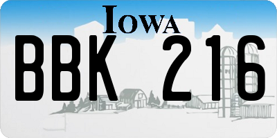 IA license plate BBK216