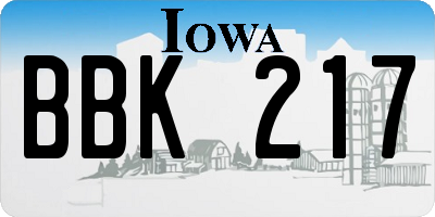 IA license plate BBK217