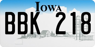 IA license plate BBK218
