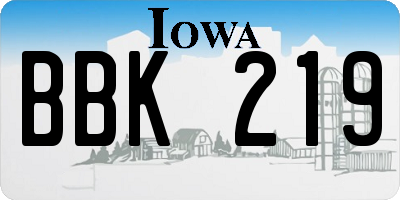 IA license plate BBK219