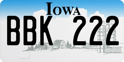 IA license plate BBK222