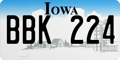 IA license plate BBK224