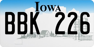 IA license plate BBK226