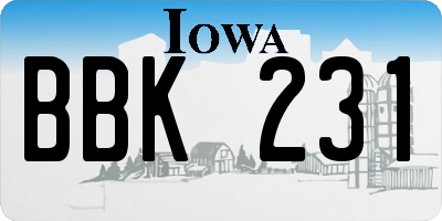 IA license plate BBK231