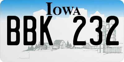 IA license plate BBK232
