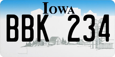IA license plate BBK234
