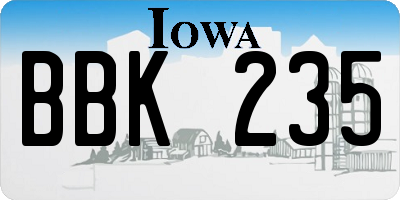 IA license plate BBK235