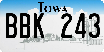 IA license plate BBK243