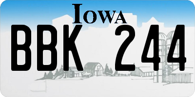 IA license plate BBK244