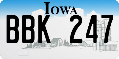 IA license plate BBK247
