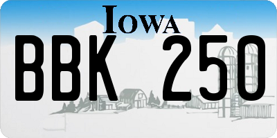 IA license plate BBK250