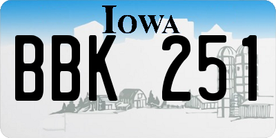 IA license plate BBK251