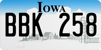 IA license plate BBK258