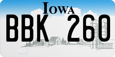 IA license plate BBK260
