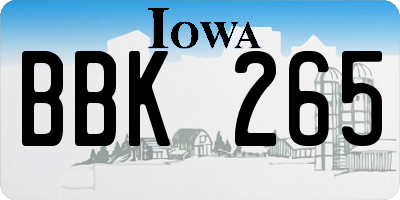 IA license plate BBK265
