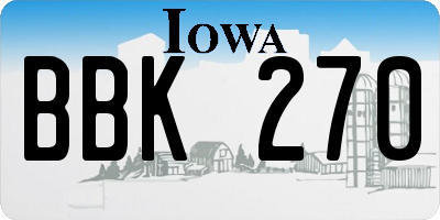 IA license plate BBK270