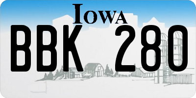 IA license plate BBK280