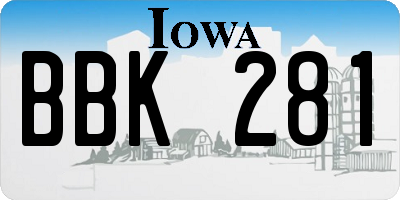 IA license plate BBK281